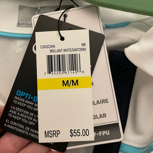 Callaway Women’s Sleeveless Active Tank with Buttons in White and Blue Size: M - Picture 3 of 4